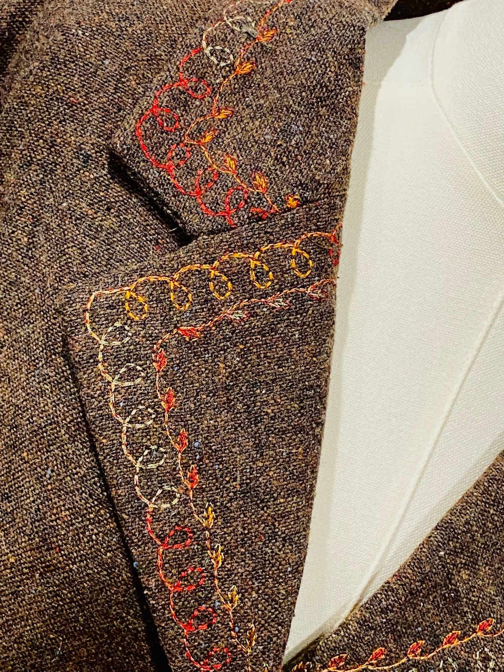 Coldwater Creek Brown Wool-Blend Colorful Embroidered Paisley Blazer Jacket 2X - Picture 7 of 13